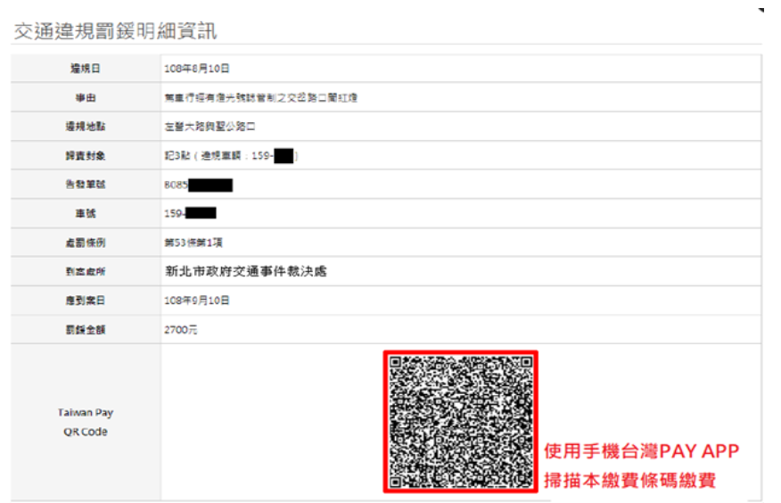 交通違規罰鍰明細資訊