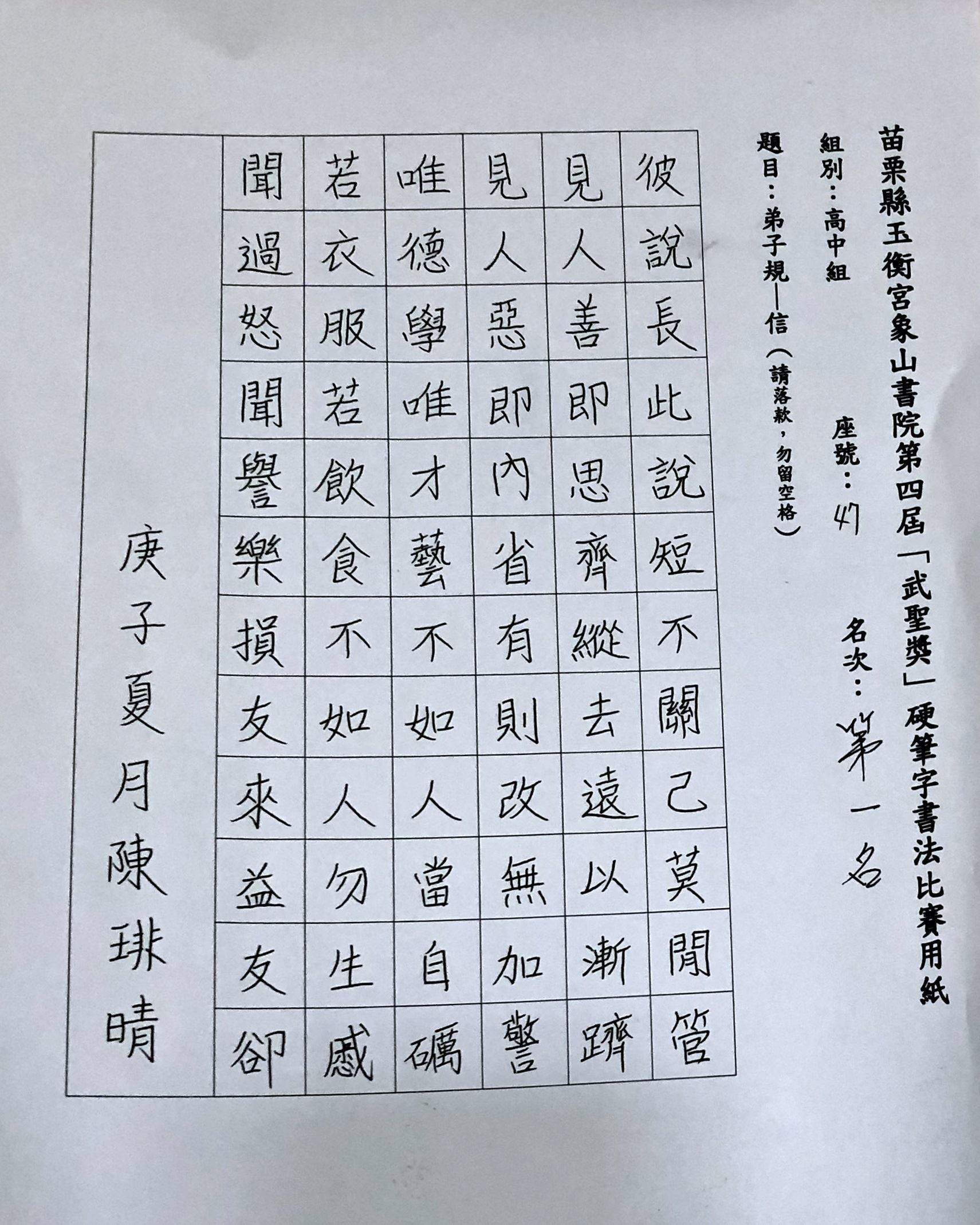 高中組第一名作品（圖片來源：苗栗縣媒體事務中心）