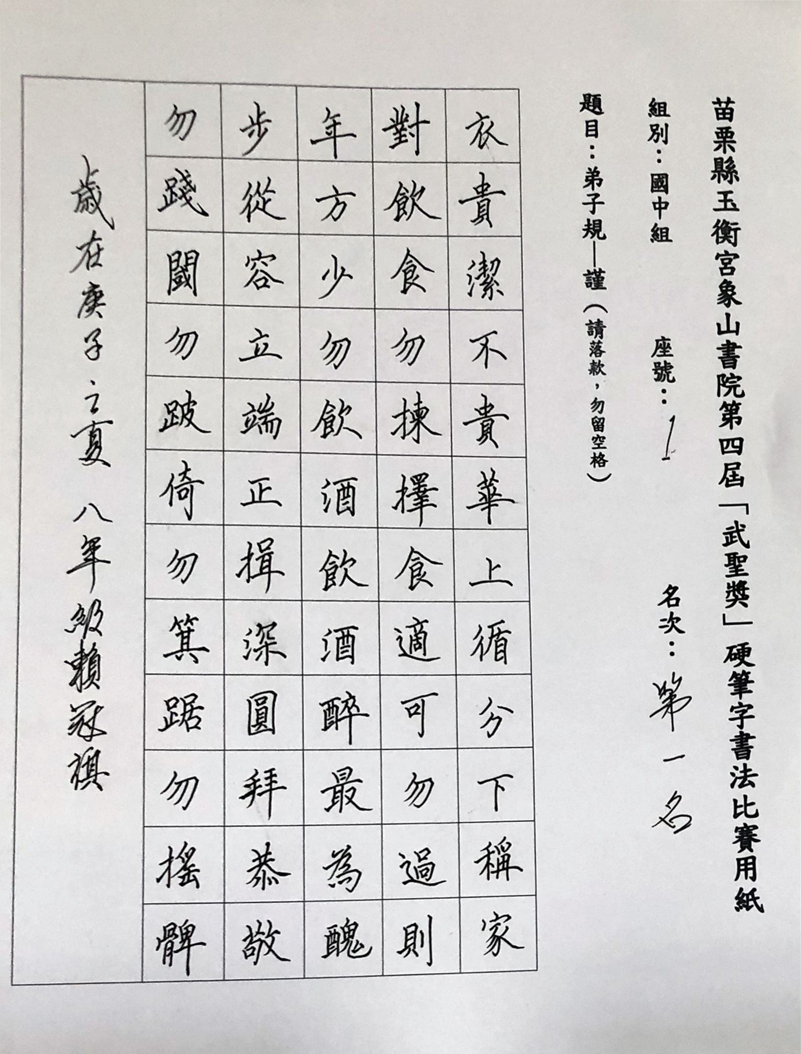 國中組第一名作品（圖片來源：苗栗縣媒體事務中心）