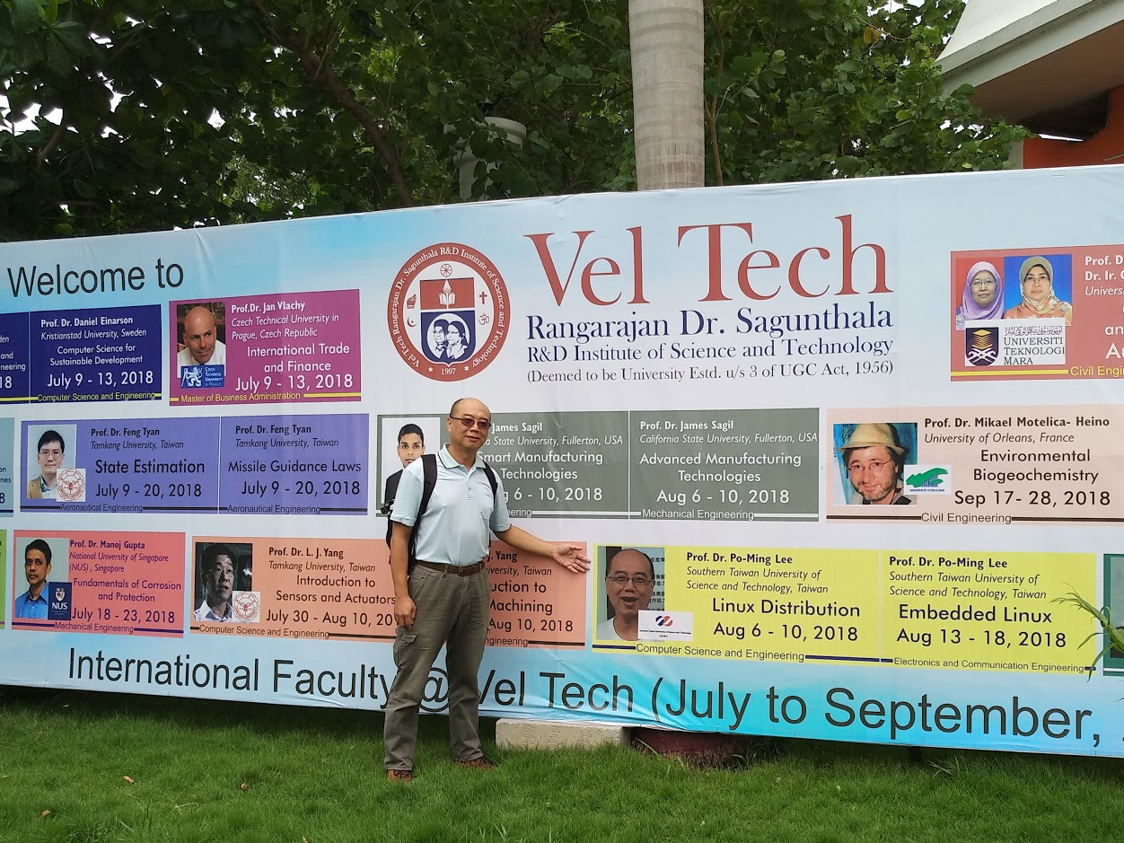 南臺科大電子系李博明教授獲邀至該校印度姐妹校 Vel Tech 進行短期授課。