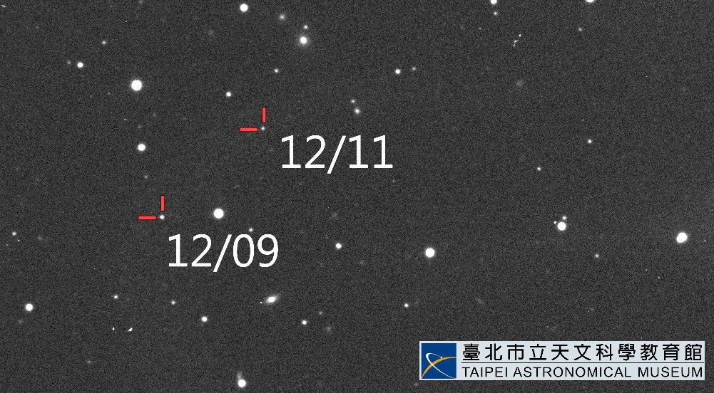 臺北天文館透過望遠鏡拍攝到貝多芬小行星的蹤跡
