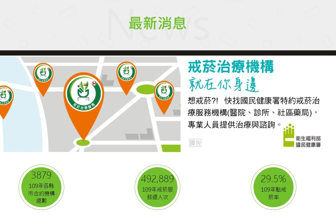 國民健康署宣布，5月15號開始不用收戒菸輔助用藥部分負擔費用，希望藉此提高吸菸者戒菸誘因。(擷取官網畫面)