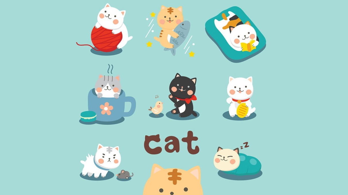 Set Cute Cat