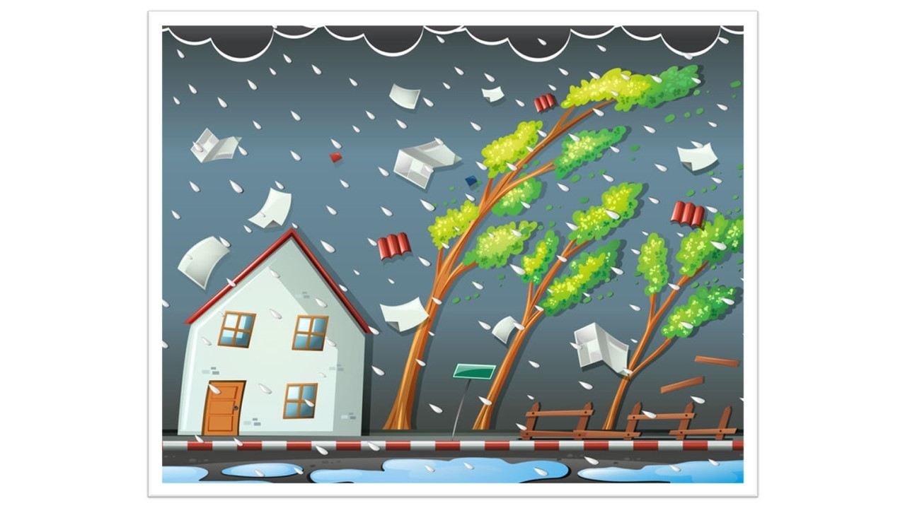 Natural disaster scene with hurricane illustration