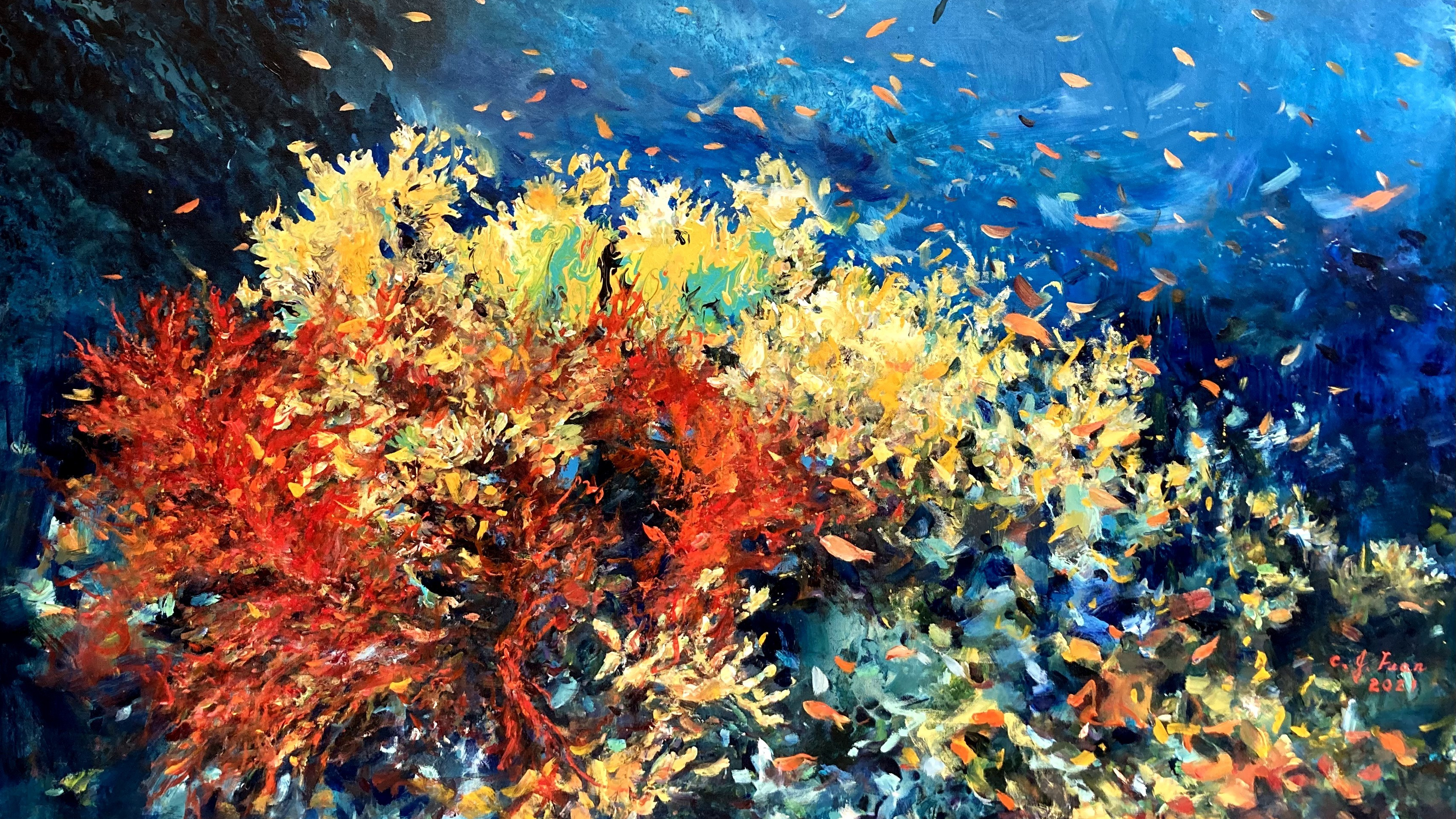 綠島珊瑚礁 油彩帆布 50F_范巧貞