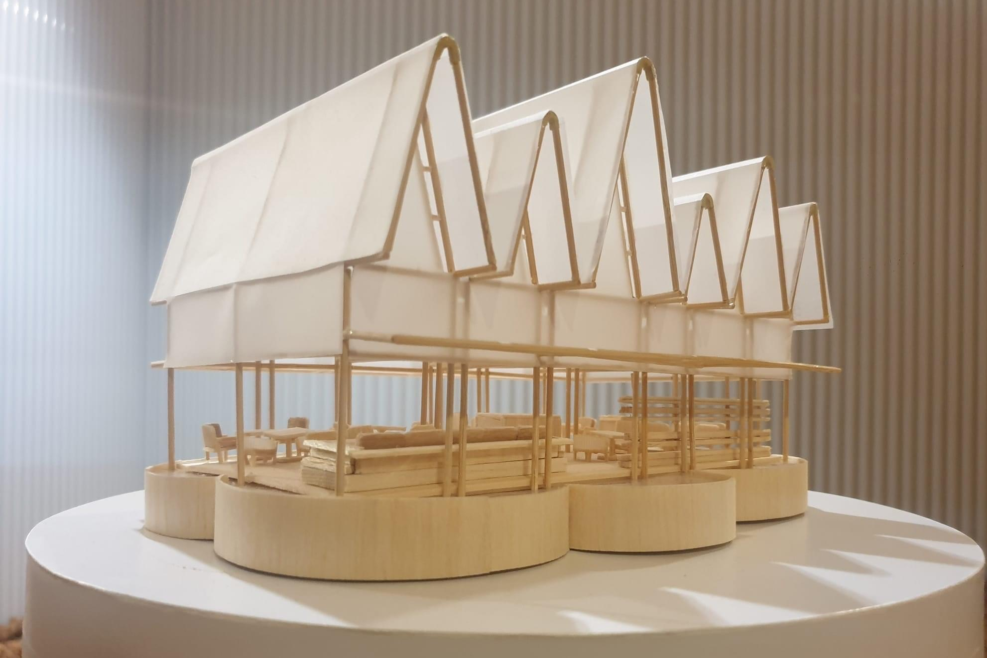 「大地無限：泰國臺灣當代建築展」參展作品Sala_Bang_Pa-In之建築模型。「大地無限：泰國臺灣當代建築展」