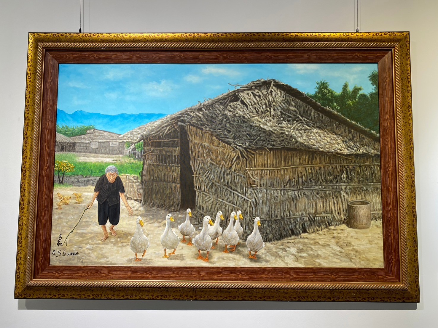 畫家柳清松以細膩兼具豪邁的繪畫技巧呈現鄉村景觀(圖片來源：彰化生活美學館提供)