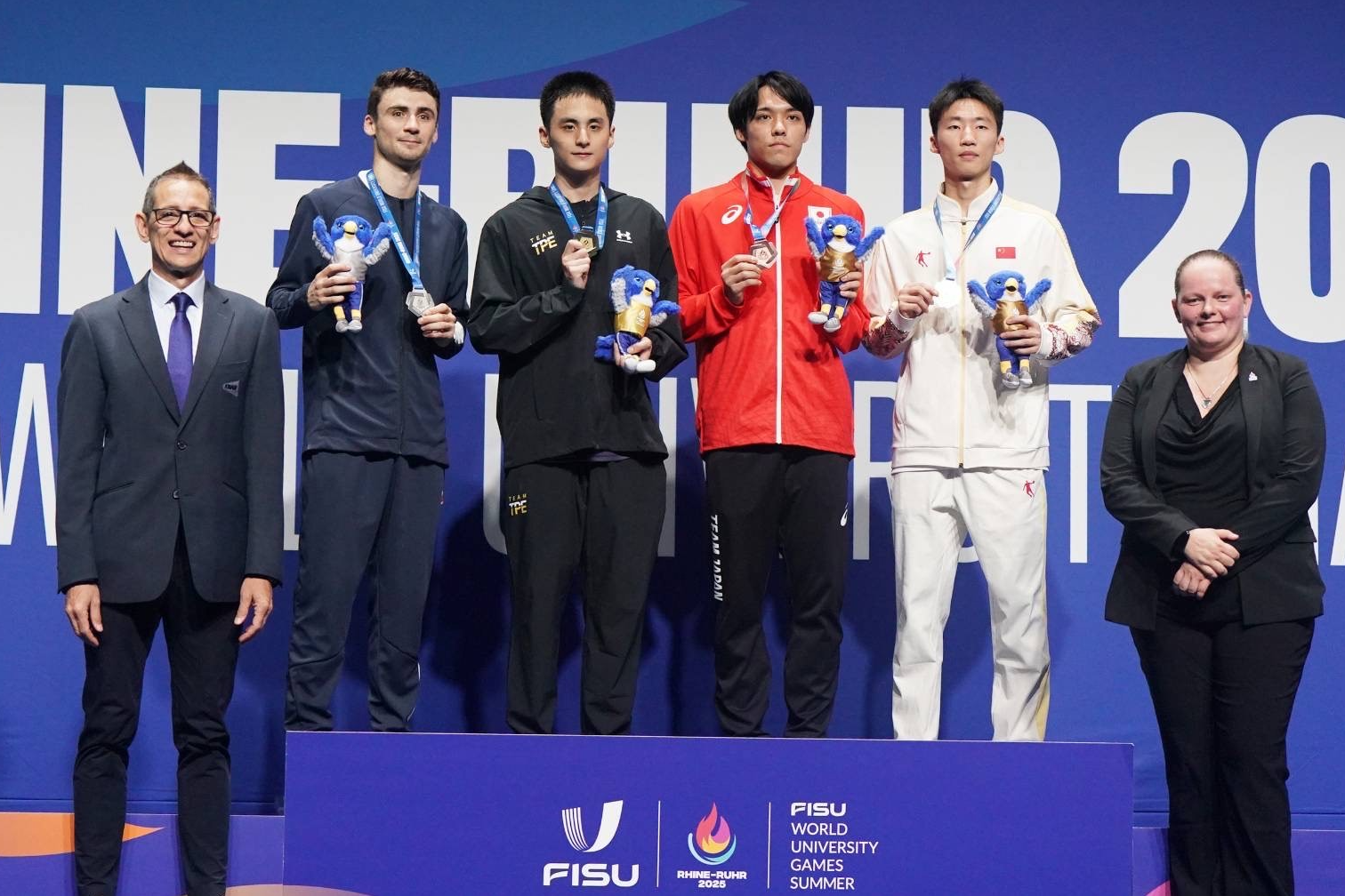 丁彥宸勇奪2025年萊茵魯爾世大運羽球男子單打金牌。(體育署提供)