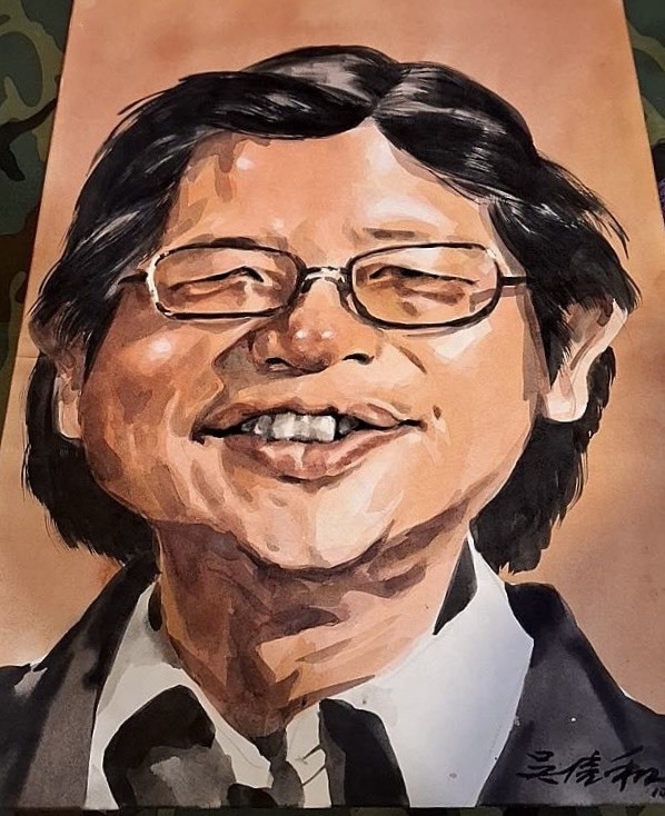 吳信和畫筆下的臺東縣政府文化處長李吉崇，畫出其獨特又可愛的表情。