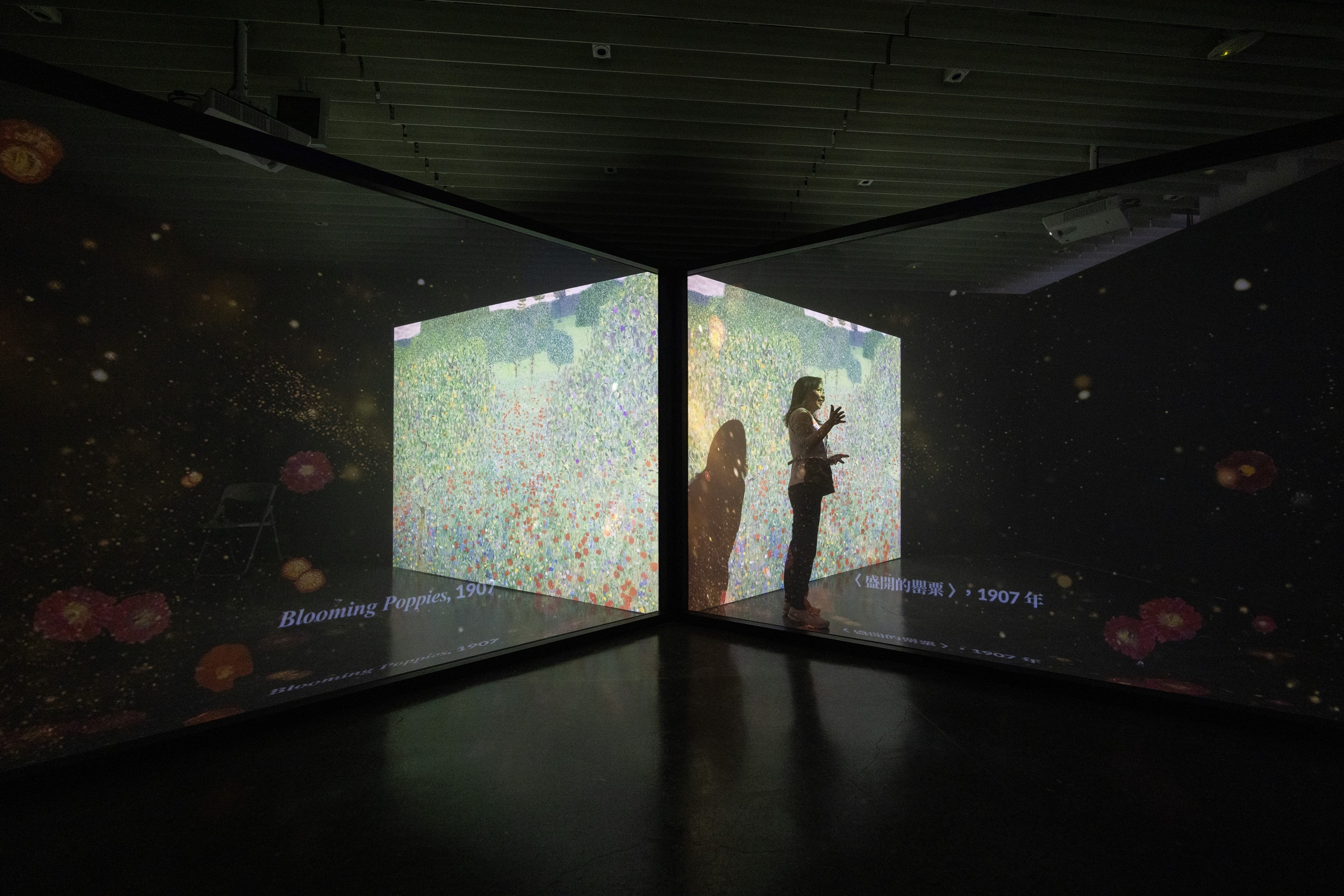 《綻放 維也納美景宮百年花繪名作展—從瓦爾德米勒到克林姆》特別規劃沉浸式空間「克林姆花園」，以數位投影科技重新詮釋克林姆（Gustav Klimt）筆下的金色花園，讓觀眾感受繁花盛開的藝術篇章。