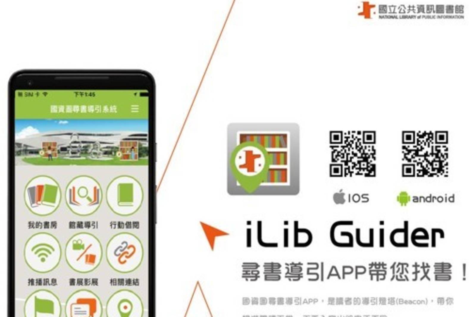  iLiB Guider 尋書導引 + iSpace智慧空間服務 = 智慧圖書館  